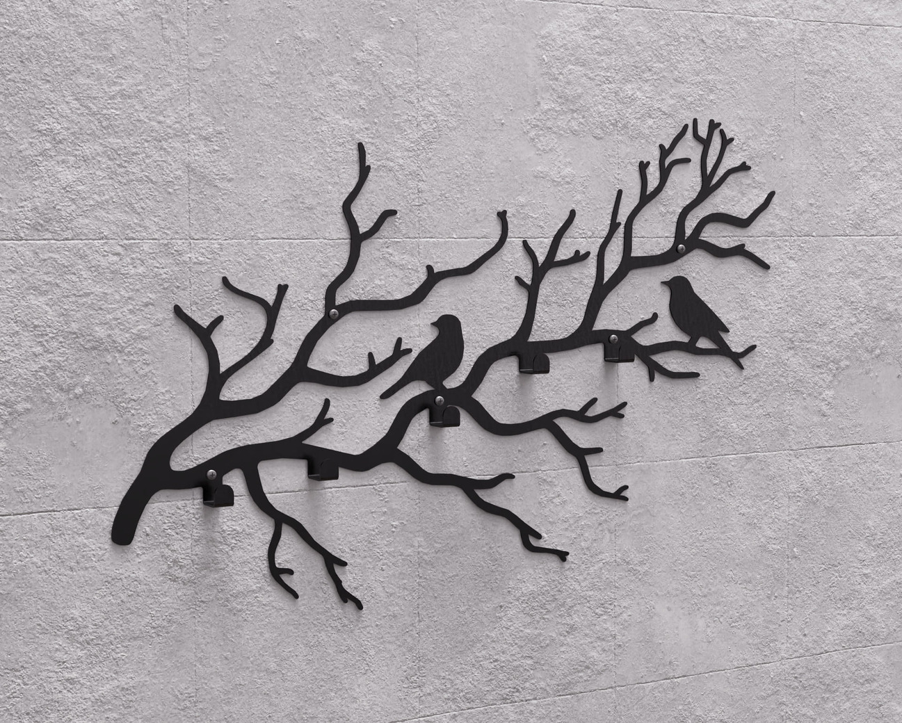 Birds on a Branch Wall-Mounted Coat Rack V1. DXF, SVG files for plasma, laser cutting. Wall Coatrack. Фото 11
