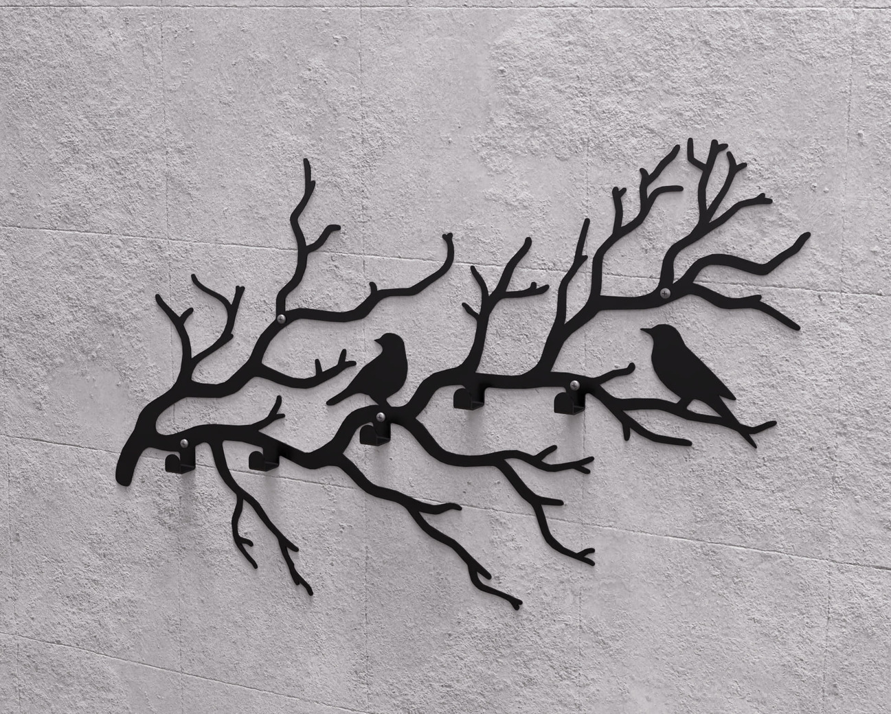 Birds on a Branch Wall-Mounted Coat Rack V1. DXF, SVG files for plasma, laser cutting. Wall Coatrack. Фото 8