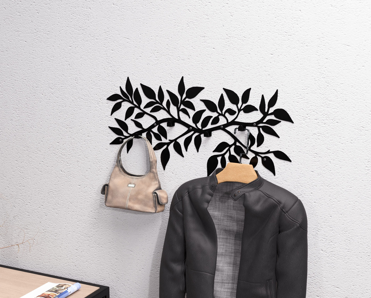 Branch Wall-Mounted Coat Rack. DXF, SVG files for plasma, laser cutting. Wall Coatrack. Фото 2