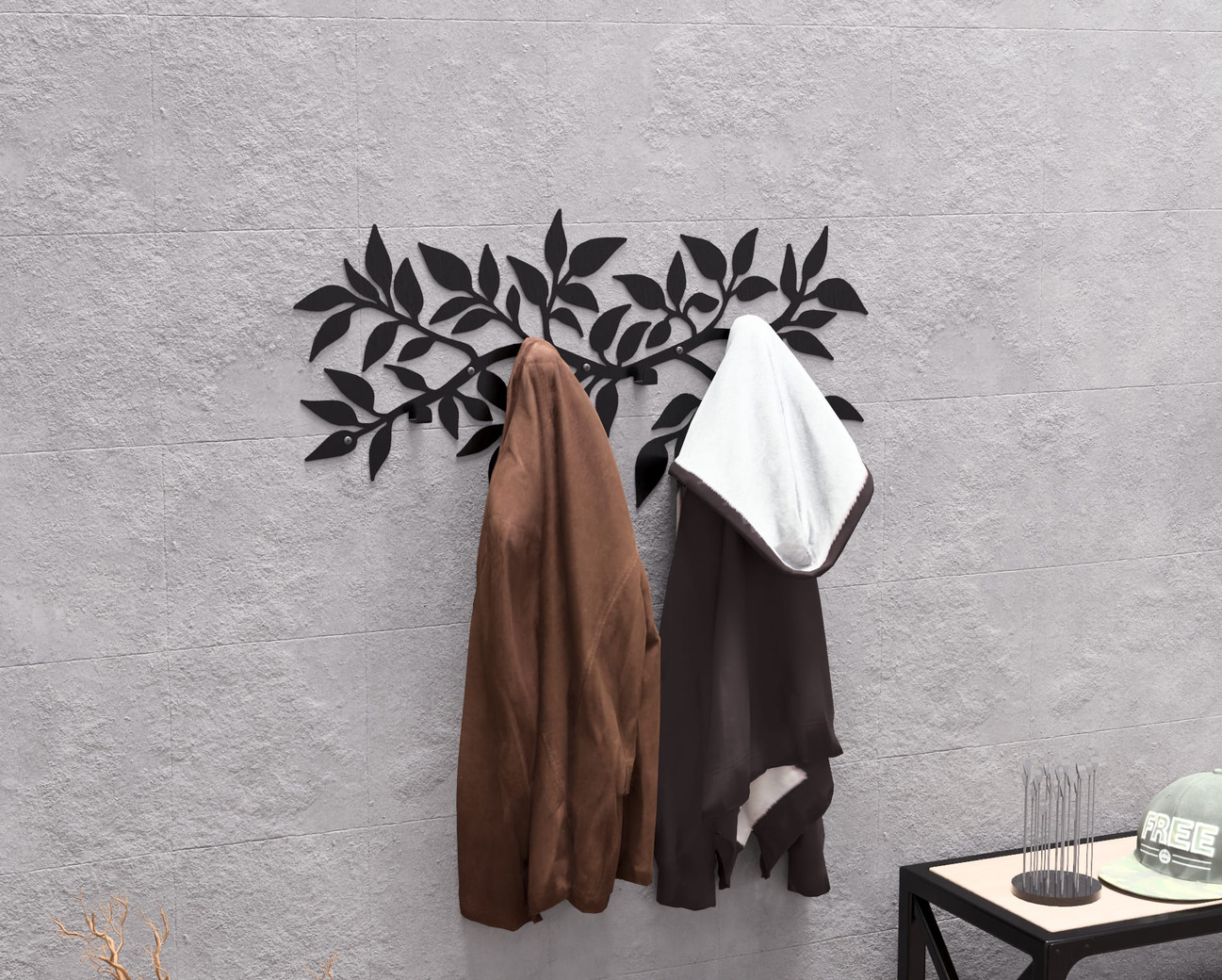 Branch Wall-Mounted Coat Rack. DXF, SVG files for plasma, laser cutting. Wall Coatrack. Фото 4