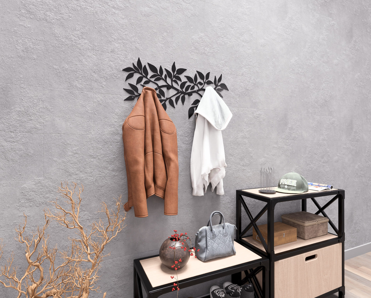 Branch Wall-Mounted Coat Rack. DXF, SVG files for plasma, laser cutting. Wall Coatrack. Фото 5
