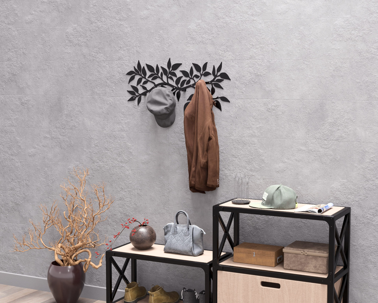 Branch Wall-Mounted Coat Rack. DXF, SVG files for plasma, laser cutting. Wall Coatrack. Фото 7