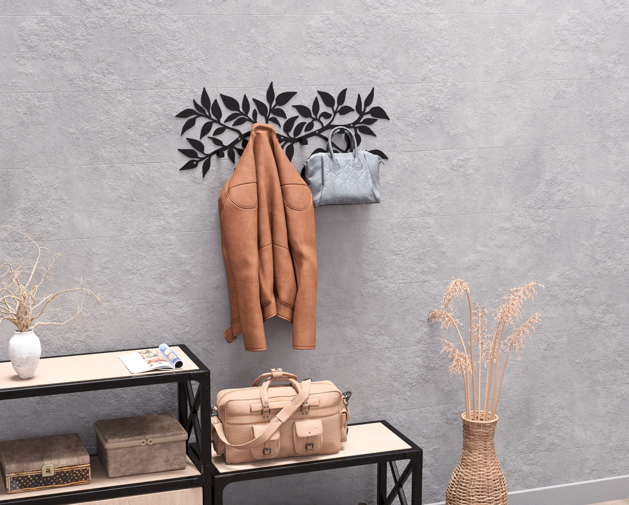 Branch Wall-Mounted Coat Rack. DXF, SVG files for plasma, laser cutting. Wall Coatrack. Фото 8