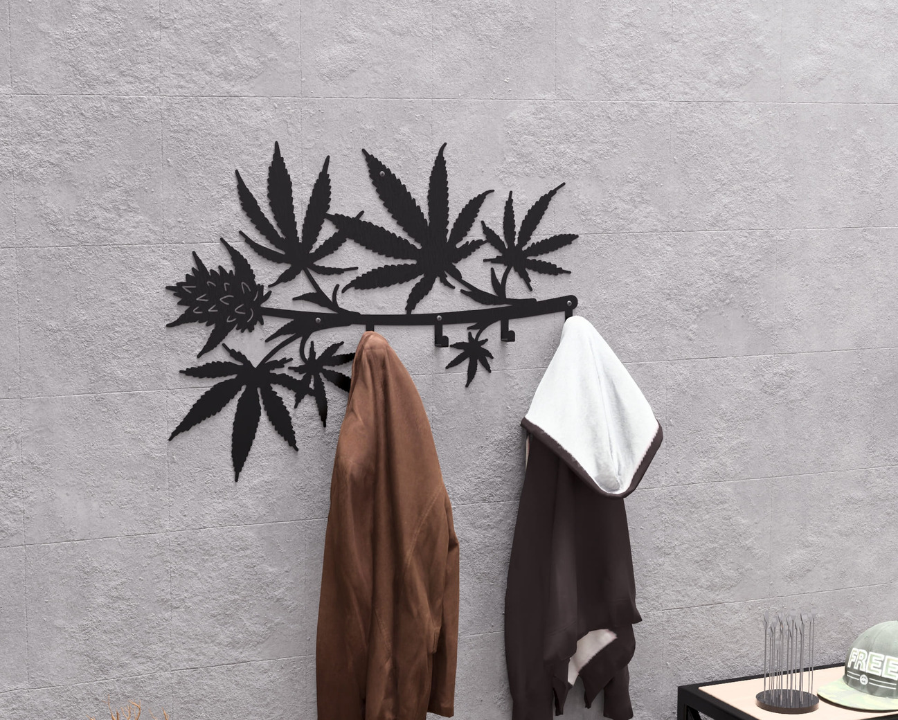 Cannabis Wall-Mounted Coat Rack. DXF, SVG files for plasma, laser cutting. Wall Coatrack. Фото 4