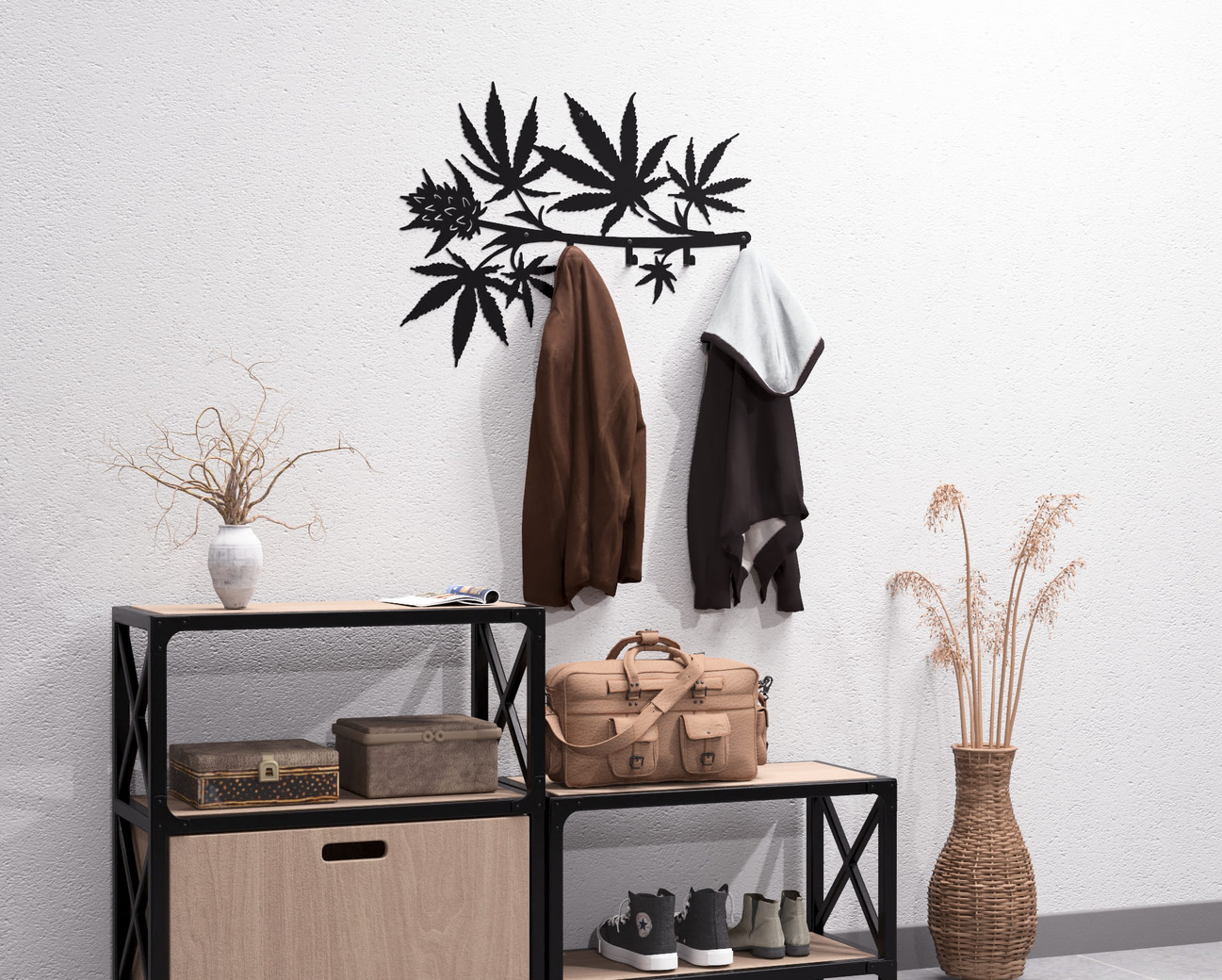 Cannabis Wall-Mounted Coat Rack. DXF, SVG files for plasma, laser cutting. Wall Coatrack. Фото 6