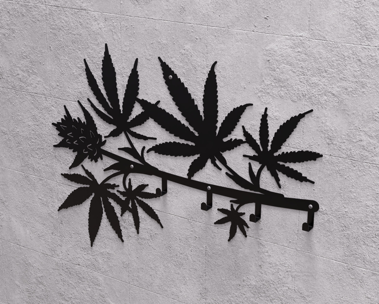 Cannabis Wall-Mounted Coat Rack. DXF, SVG files for plasma, laser cutting. Wall Coatrack. Фото 8
