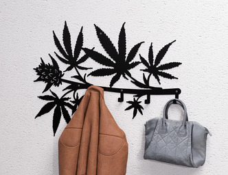 Cannabis Wall-Mounted Coat Rack. DXF, SVG files for plasma, laser cutting. Wall Coatrack