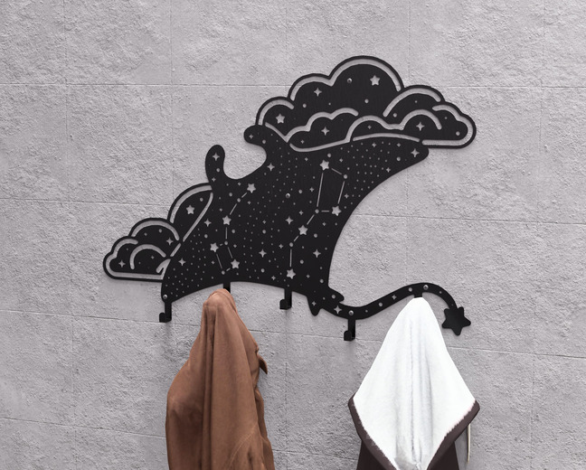 Celestial stingray Wall-Mounted Coat Rack. DXF, SVG files for plasma, laser cutting. Wall Coatrack