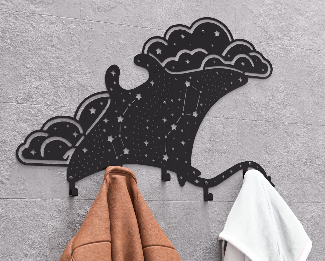 Celestial stingray Wall-Mounted Coat Rack. DXF, SVG files for plasma, laser cutting. Wall Coatrack. Фото 3