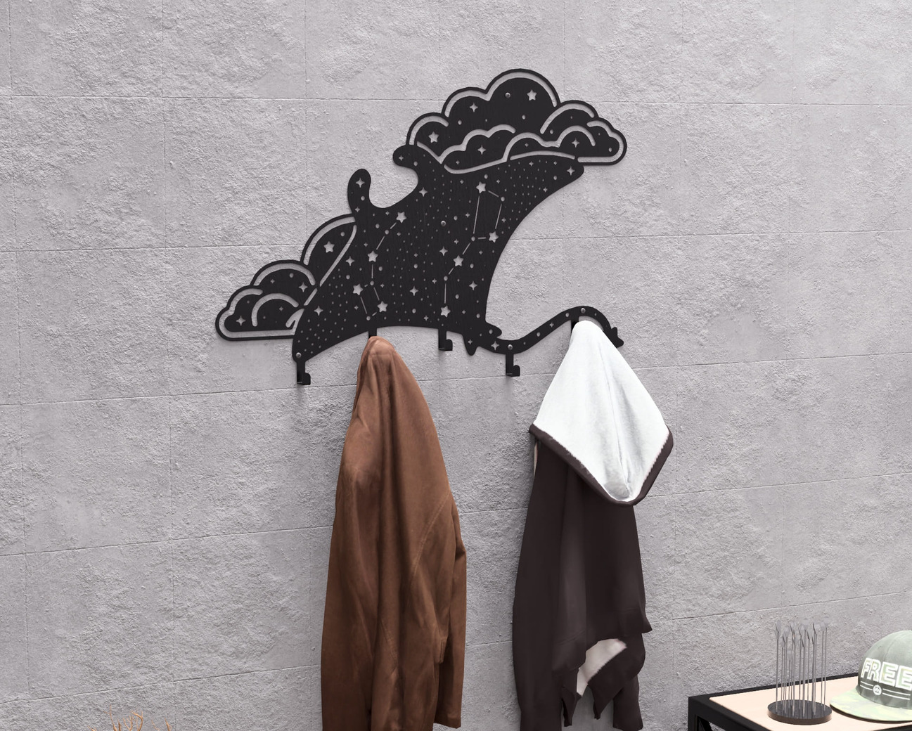 Celestial stingray Wall-Mounted Coat Rack. DXF, SVG files for plasma, laser cutting. Wall Coatrack. Фото 4