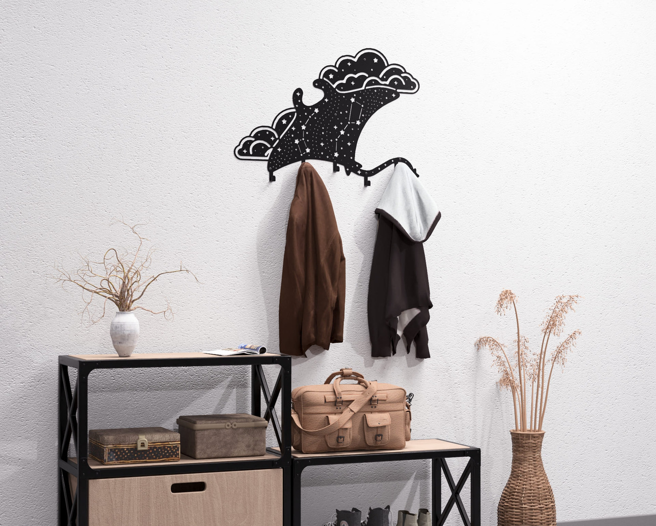 Celestial stingray Wall-Mounted Coat Rack. DXF, SVG files for plasma, laser cutting. Wall Coatrack. Фото 5