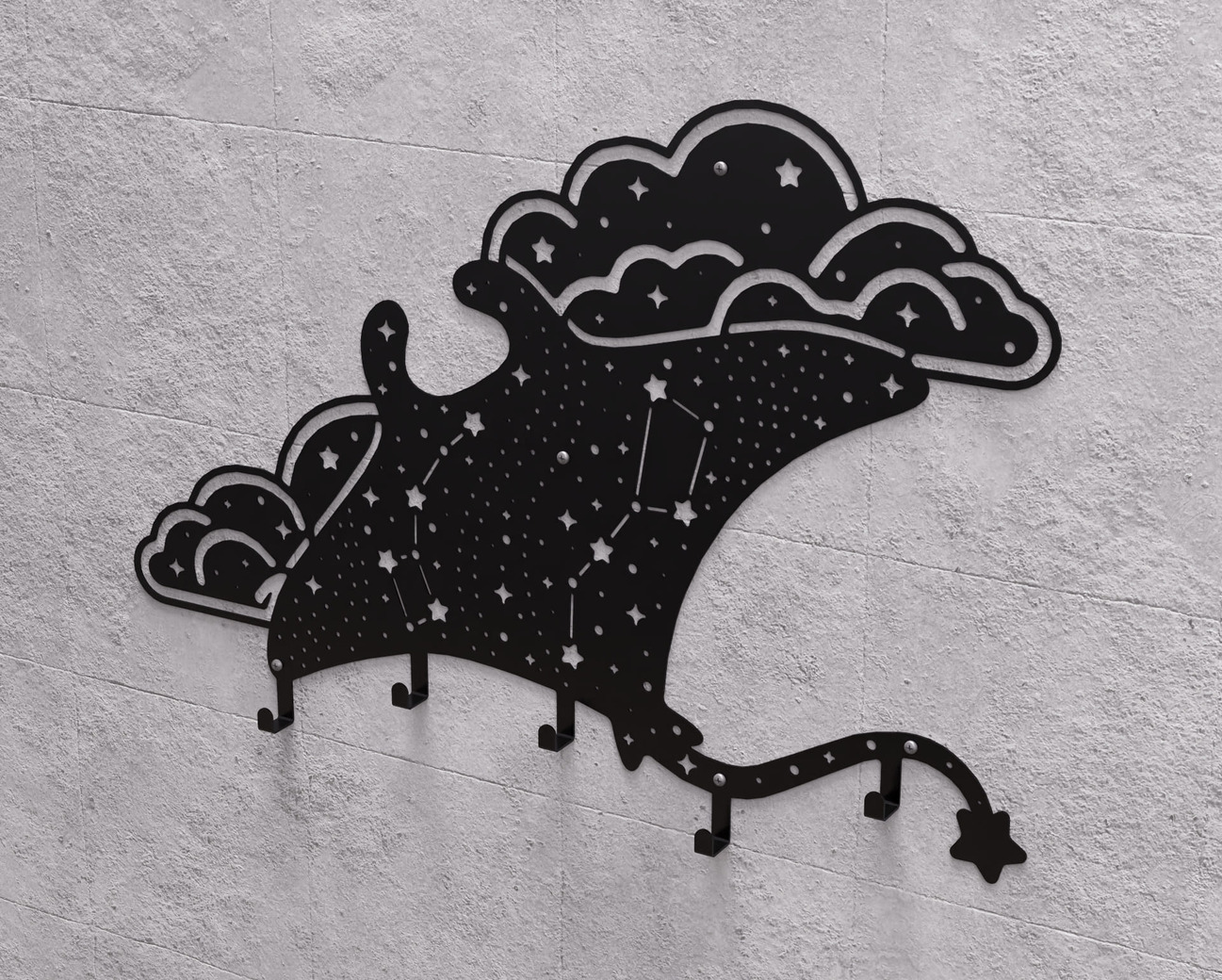 Celestial stingray Wall-Mounted Coat Rack. DXF, SVG files for plasma, laser cutting. Wall Coatrack. Фото 9