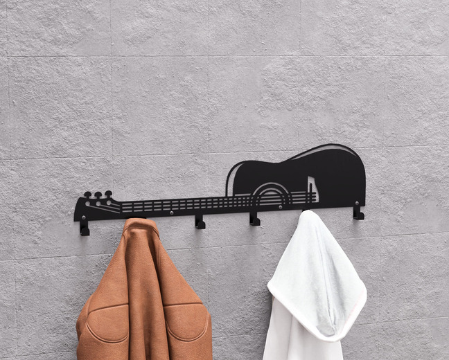 Classicl Guitar Wall-Mounted Coat Rack. DXF, SVG files for plasma, laser cutting. Wall Coatrack