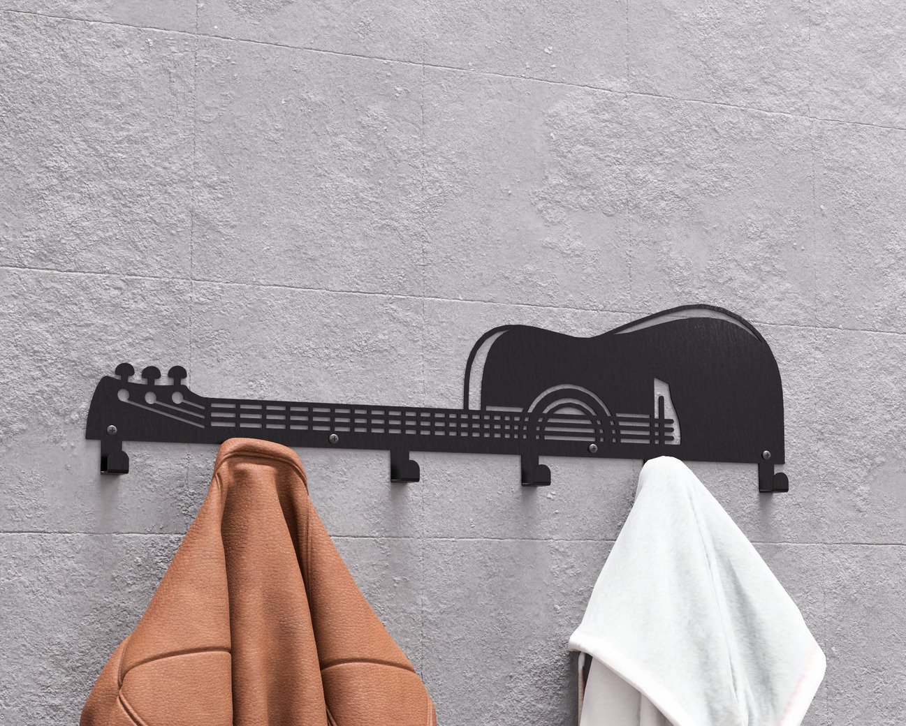 Classicl Guitar Wall-Mounted Coat Rack. DXF, SVG files for plasma, laser cutting. Wall Coatrack. Фото 4