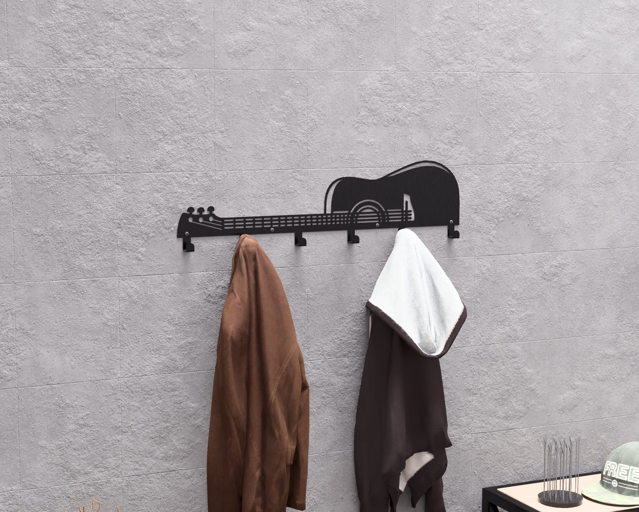 Classicl Guitar Wall-Mounted Coat Rack. DXF, SVG files for plasma, laser cutting. Wall Coatrack. Фото 3