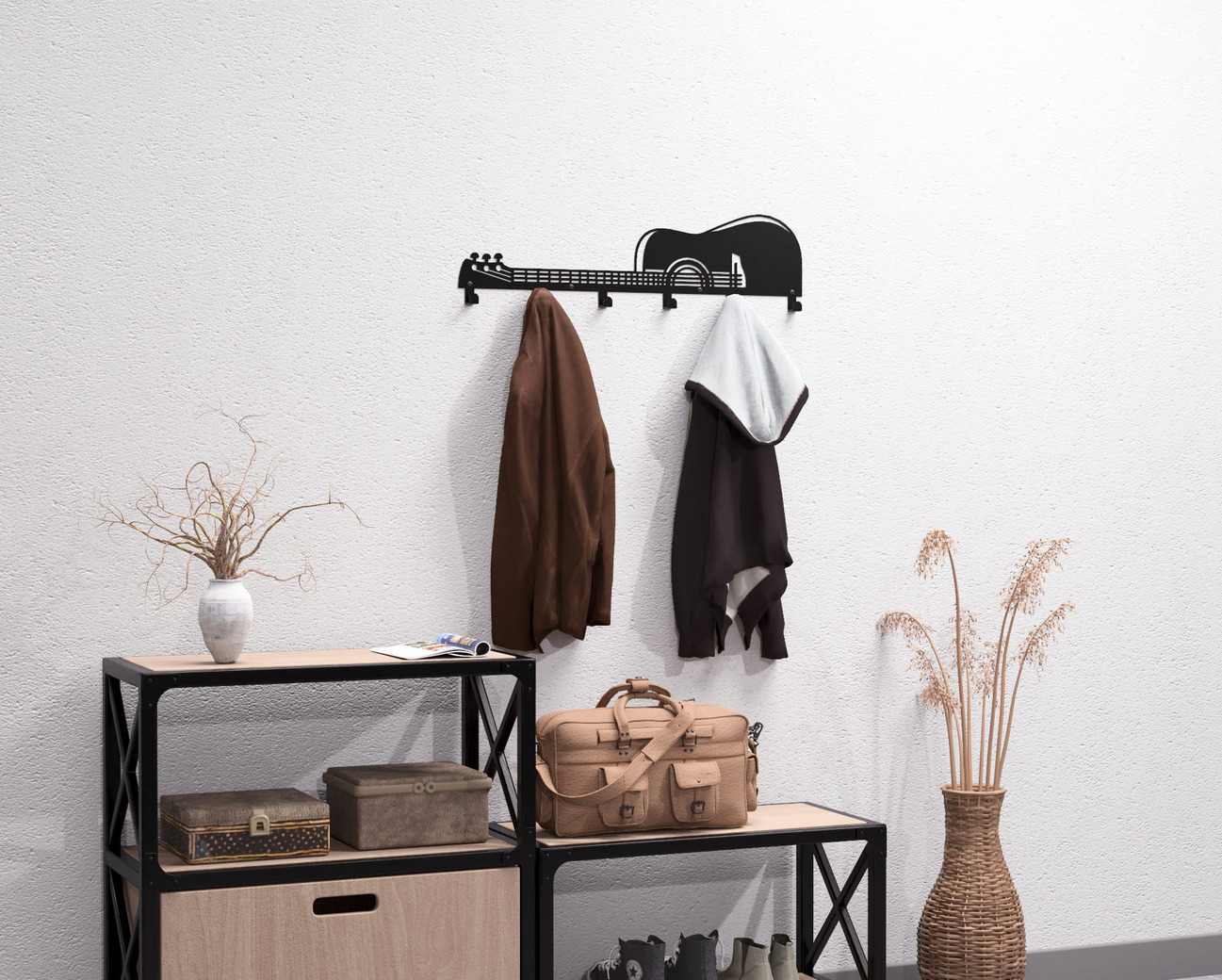 Classicl Guitar Wall-Mounted Coat Rack. DXF, SVG files for plasma, laser cutting. Wall Coatrack. Фото 6