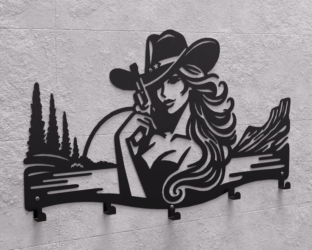 Cowgirl Wall-Mounted Coat Rack. DXF, SVG files for plasma, laser cutting. Wall Coatrack. Фото 11