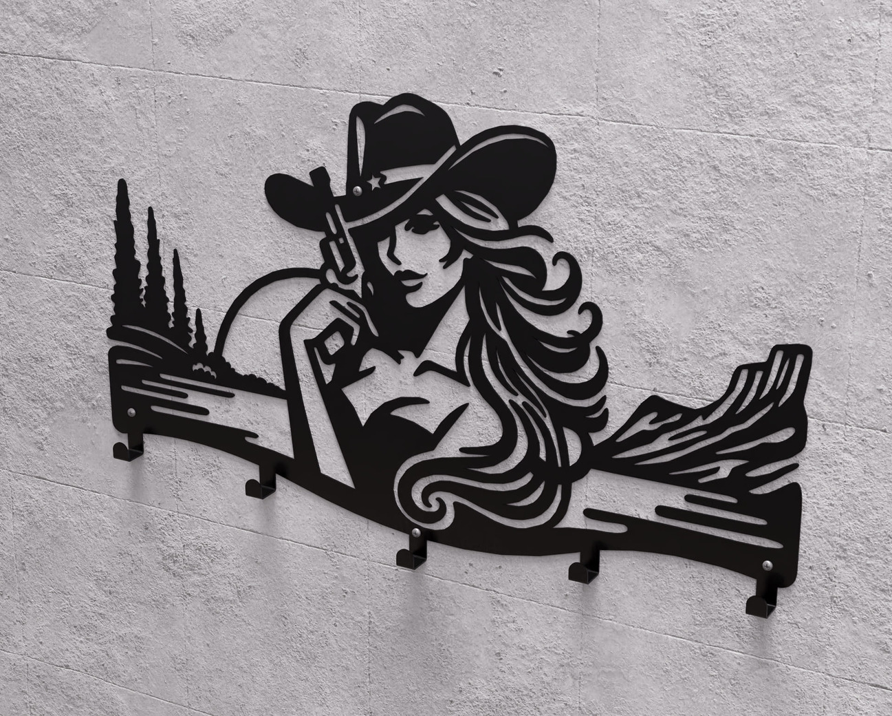Cowgirl Wall-Mounted Coat Rack. DXF, SVG files for plasma, laser cutting. Wall Coatrack. Фото 9