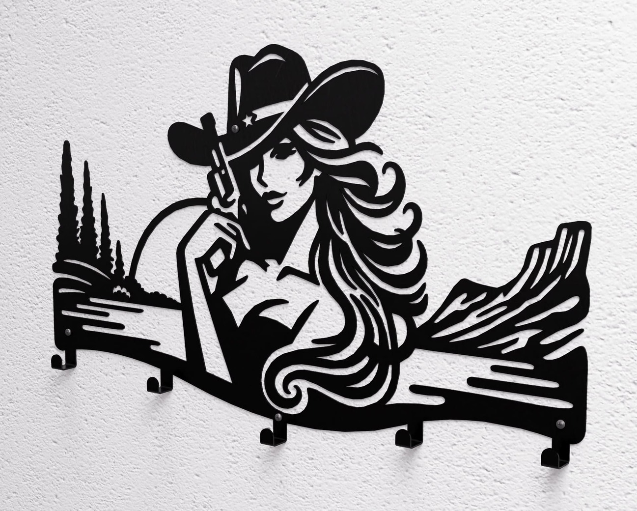 Cowgirl Wall-Mounted Coat Rack. DXF, SVG files for plasma, laser cutting. Wall Coatrack. Фото 10