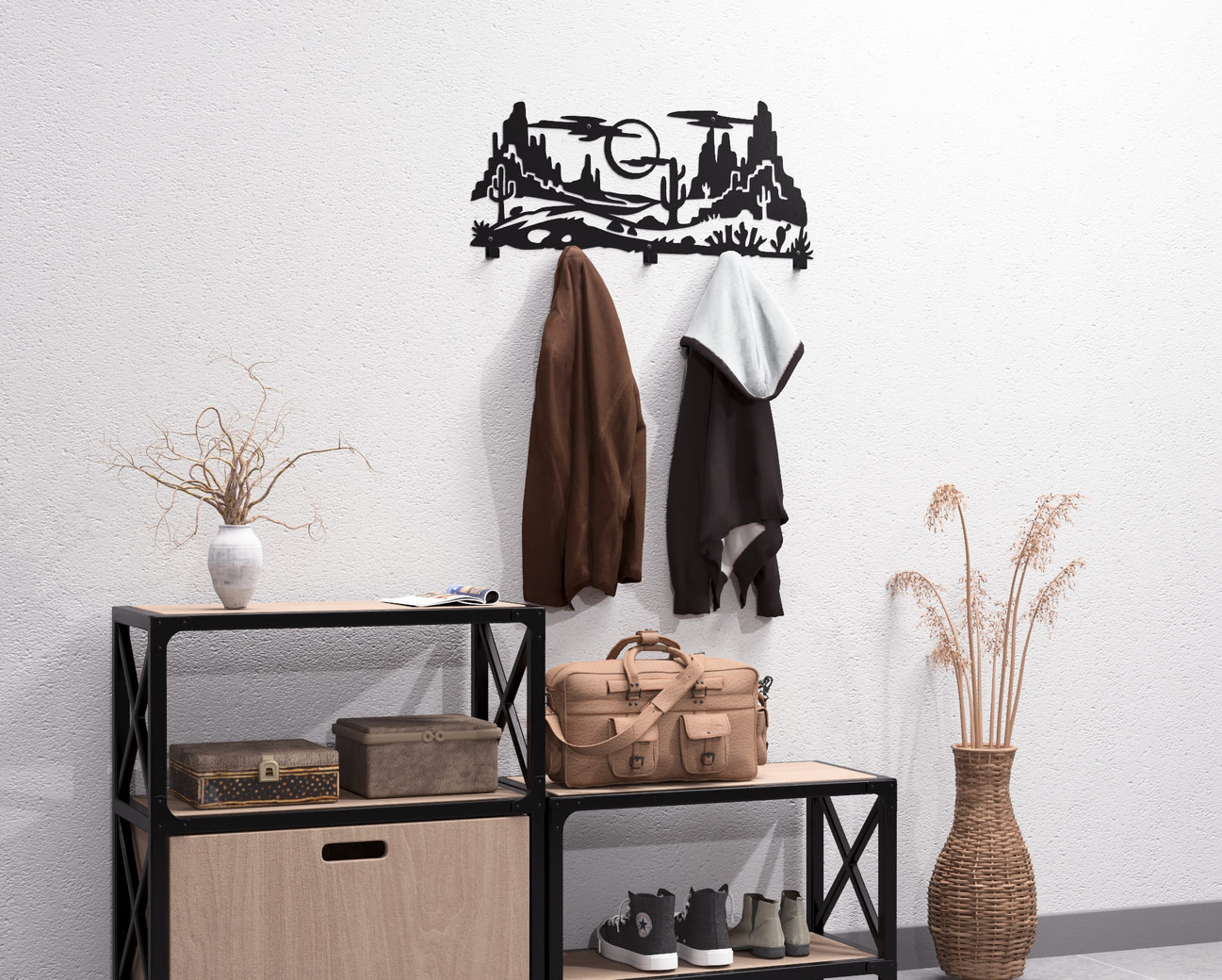 Настенная вешалка для одежды Пустынный каньон. DXF, SVG файлы для плазменной, лазерной резки. Фото 5