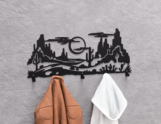 Desert Canyon Wall-Mounted Coat Rack. DXF, SVG files for plasma, laser cutting. Wall Coatrack
