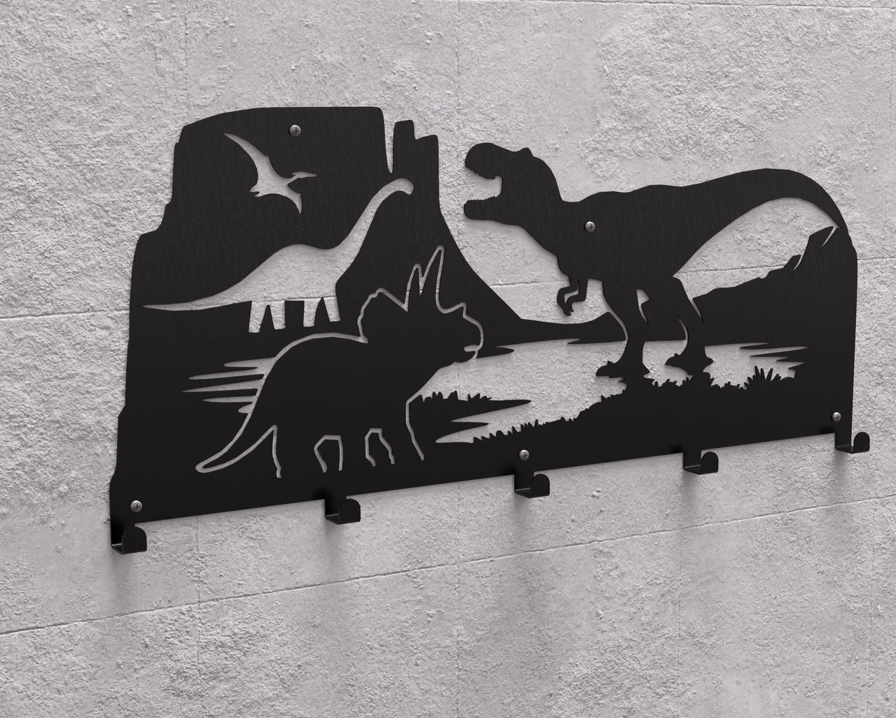 Dinosaurs Wall-Mounted Coat Rack. DXF, SVG files for plasma, laser cutting. Wall Coatrack. Фото 11