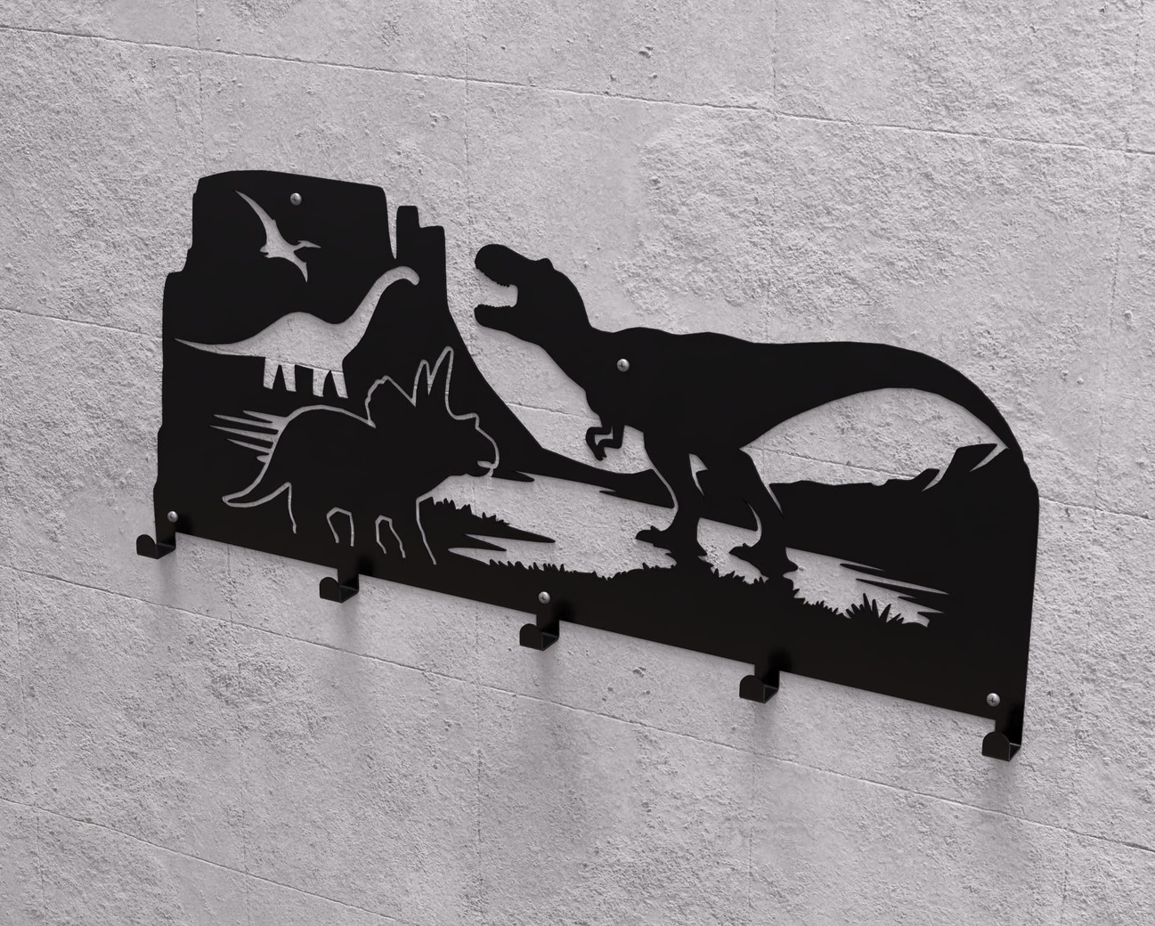 Dinosaurs Wall-Mounted Coat Rack. DXF, SVG files for plasma, laser cutting. Wall Coatrack. Фото 9