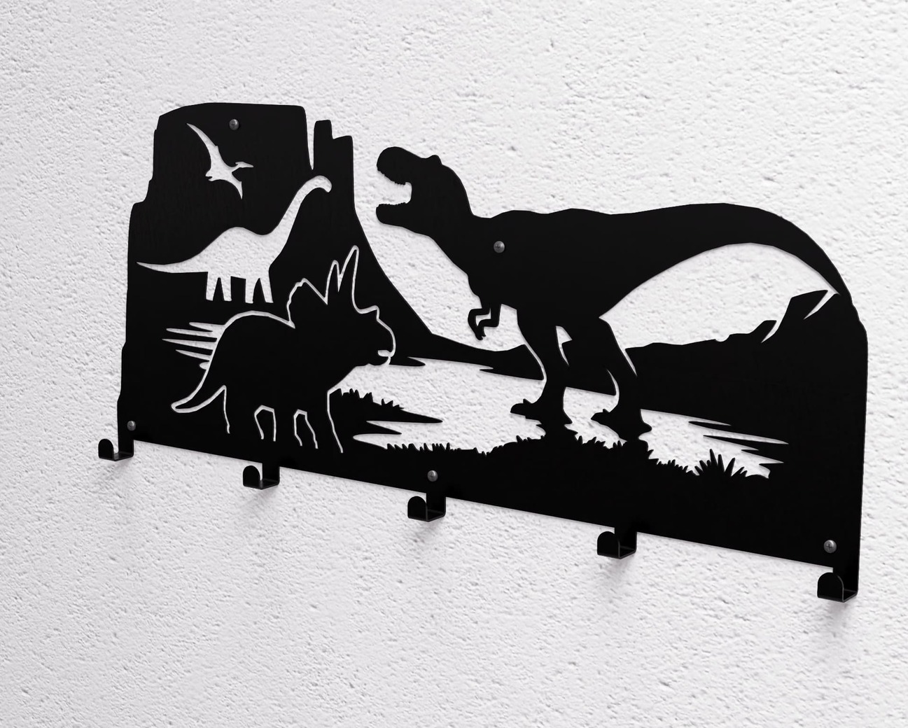 Dinosaurs Wall-Mounted Coat Rack. DXF, SVG files for plasma, laser cutting. Wall Coatrack. Фото 10