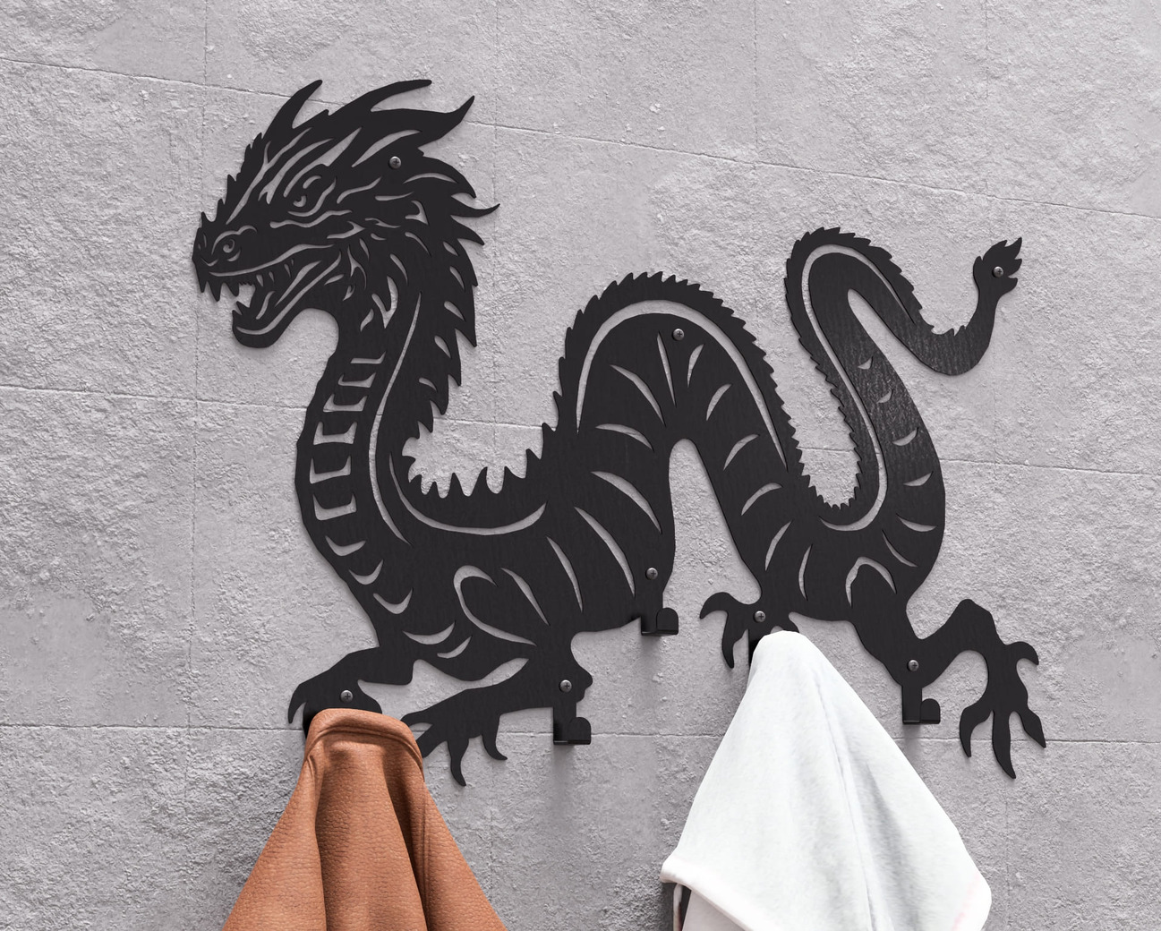 Dragon Wall-Mounted Coat Rack. DXF, SVG files for plasma, laser cutting. Wall Coatrack. Фото 3