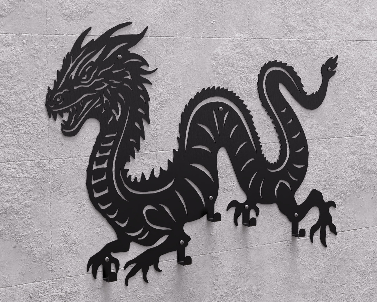 Dragon Wall-Mounted Coat Rack. DXF, SVG files for plasma, laser cutting. Wall Coatrack. Фото 10