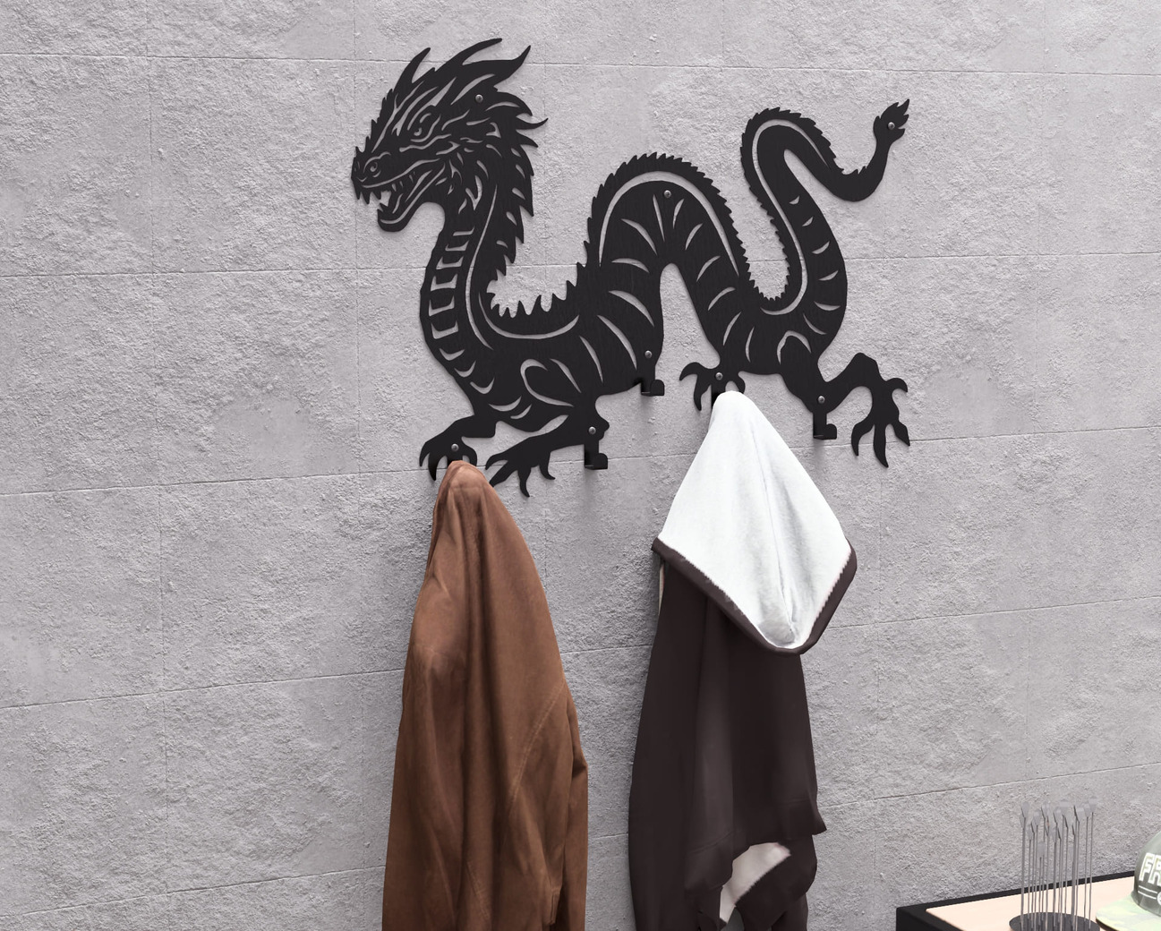 Dragon Wall-Mounted Coat Rack. DXF, SVG files for plasma, laser cutting. Wall Coatrack. Фото 4