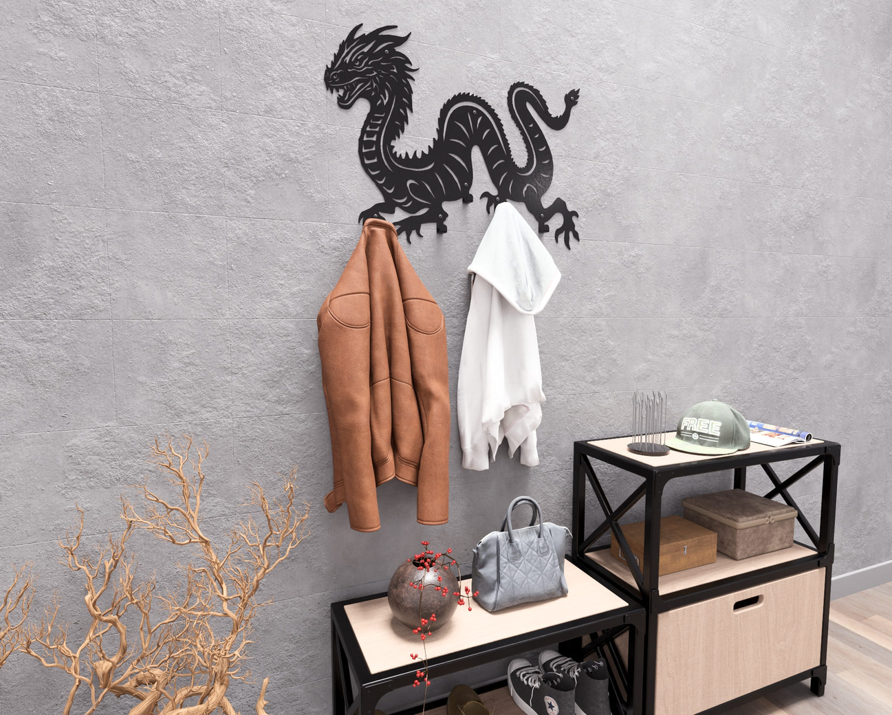 Dragon Wall-Mounted Coat Rack. DXF, SVG files for plasma, laser cutting. Wall Coatrack. Фото 5