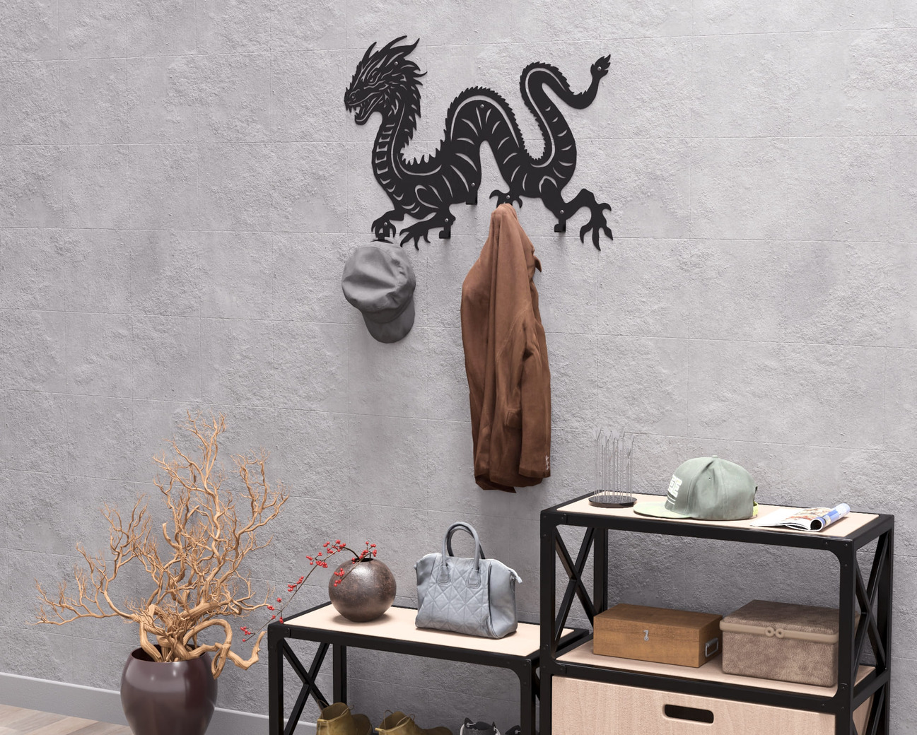 Dragon Wall-Mounted Coat Rack. DXF, SVG files for plasma, laser cutting. Wall Coatrack. Фото 9