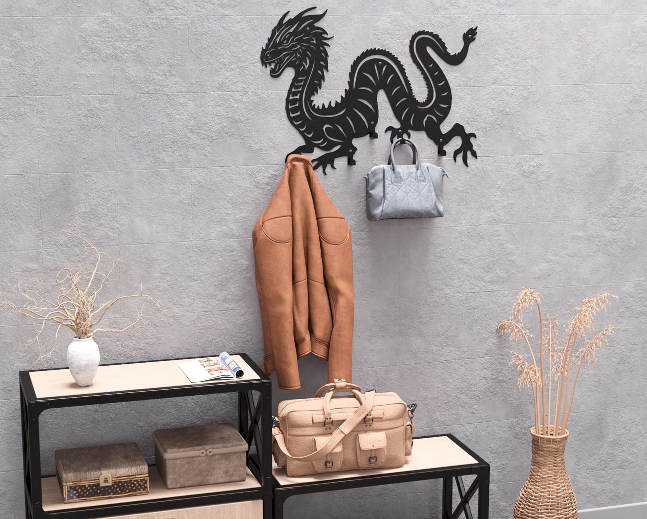 Dragon Wall-Mounted Coat Rack. DXF, SVG files for plasma, laser cutting. Wall Coatrack. Фото 7