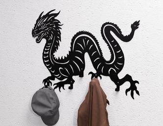 Dragon Wall-Mounted Coat Rack. DXF, SVG files for plasma, laser cutting. Wall Coatrack