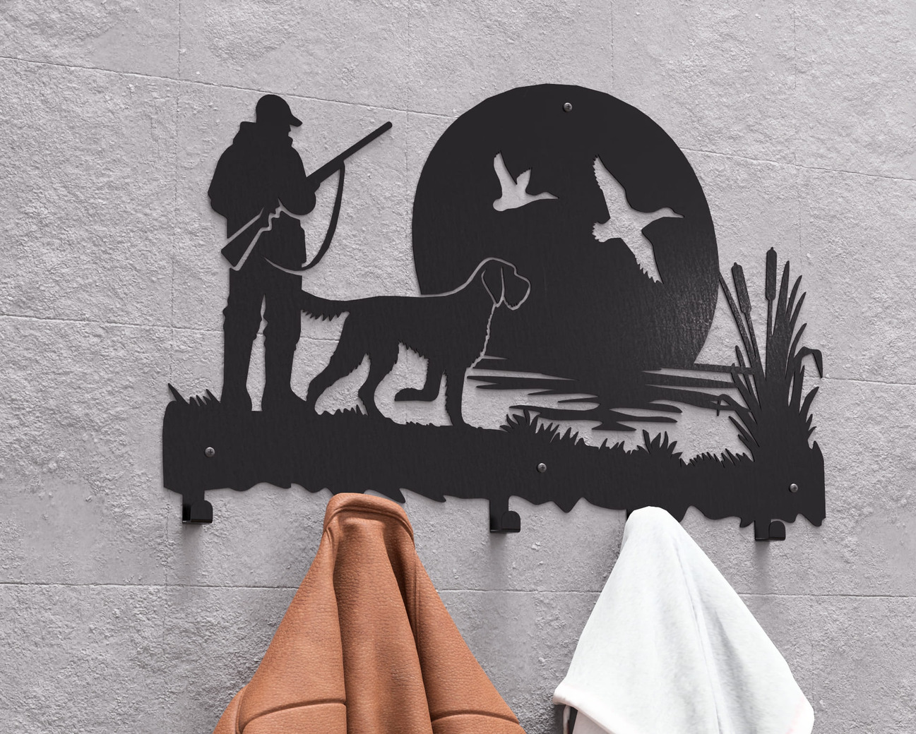 Duck Hunting Wall-Mounted Coat Rack. DXF, SVG files for plasma, laser cutting. Wall Coatrack. Фото 3