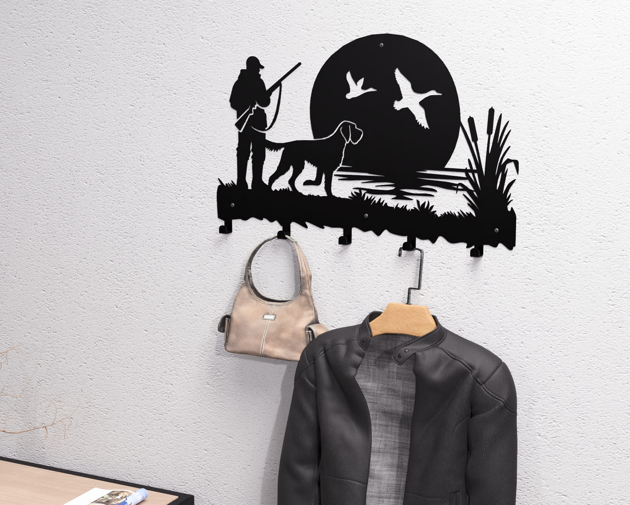 Duck Hunting Wall-Mounted Coat Rack. DXF, SVG files for plasma, laser cutting. Wall Coatrack. Фото 2