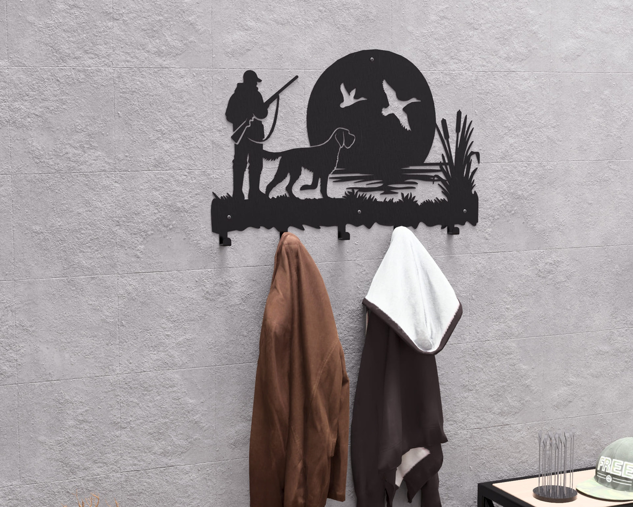 Duck Hunting Wall-Mounted Coat Rack. DXF, SVG files for plasma, laser cutting. Wall Coatrack. Фото 5
