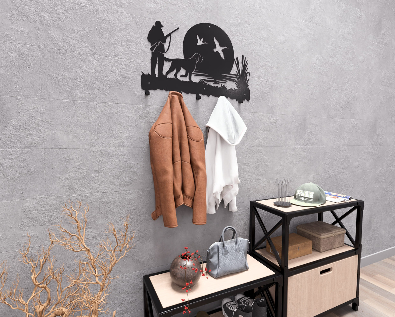 Duck Hunting Wall-Mounted Coat Rack. DXF, SVG files for plasma, laser cutting. Wall Coatrack. Фото 4