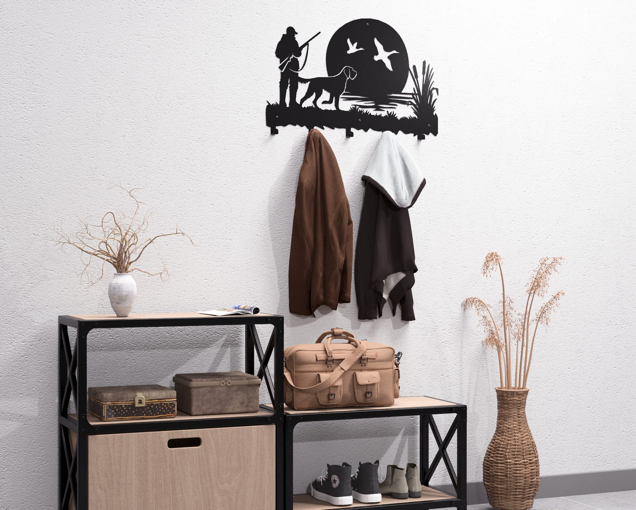 Duck Hunting Wall-Mounted Coat Rack. DXF, SVG files for plasma, laser cutting. Wall Coatrack. Фото 7