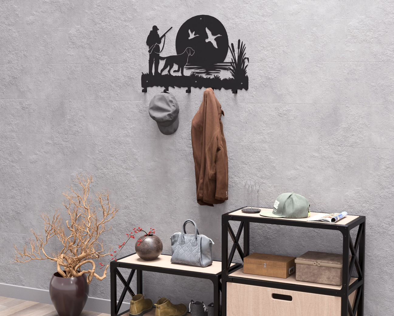 Duck Hunting Wall-Mounted Coat Rack. DXF, SVG files for plasma, laser cutting. Wall Coatrack. Фото 6
