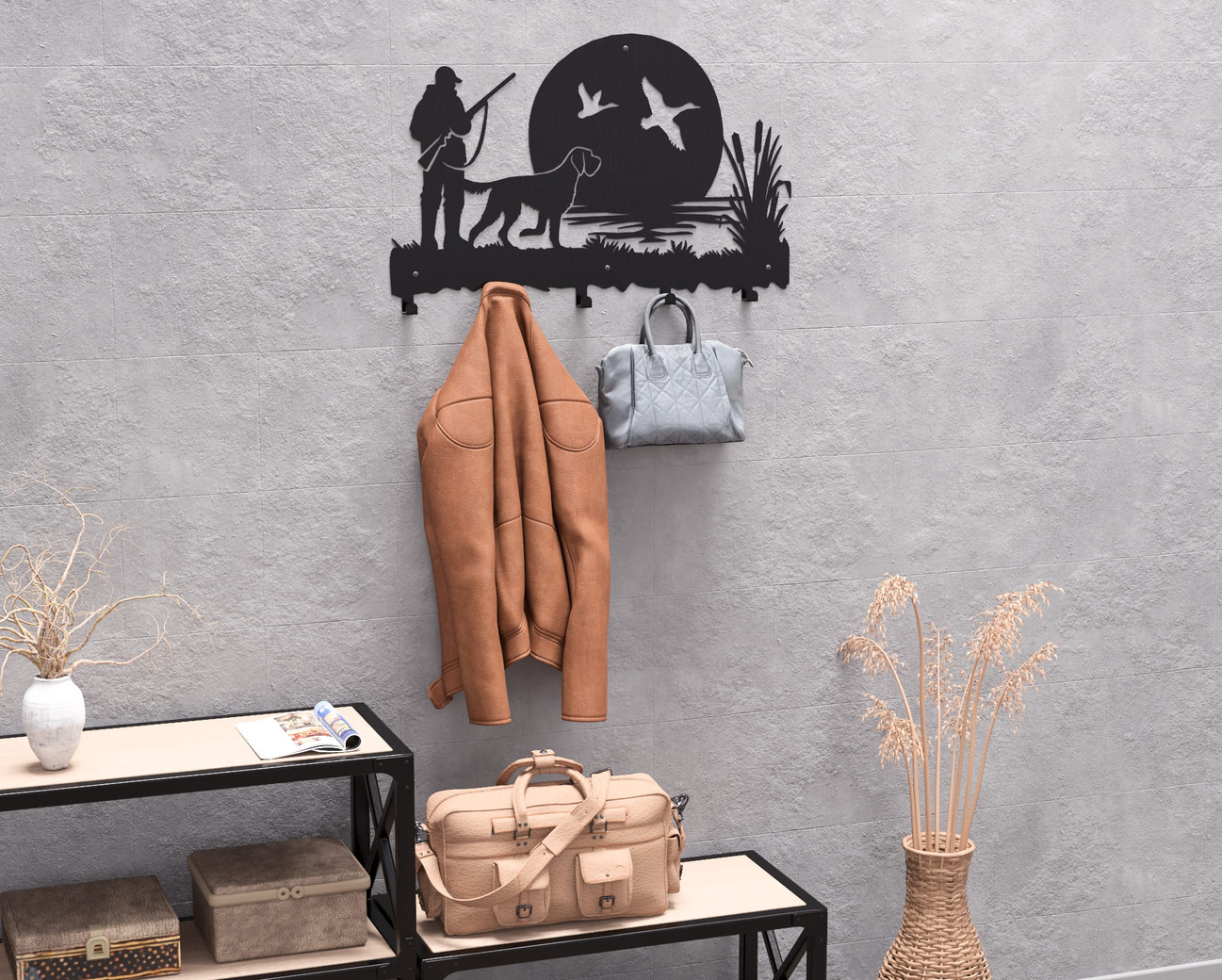 Duck Hunting Wall-Mounted Coat Rack. DXF, SVG files for plasma, laser cutting. Wall Coatrack. Фото 9