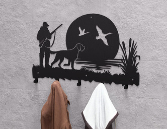 Duck Hunting Wall-Mounted Coat Rack. DXF, SVG files for plasma, laser cutting. Wall Coatrack