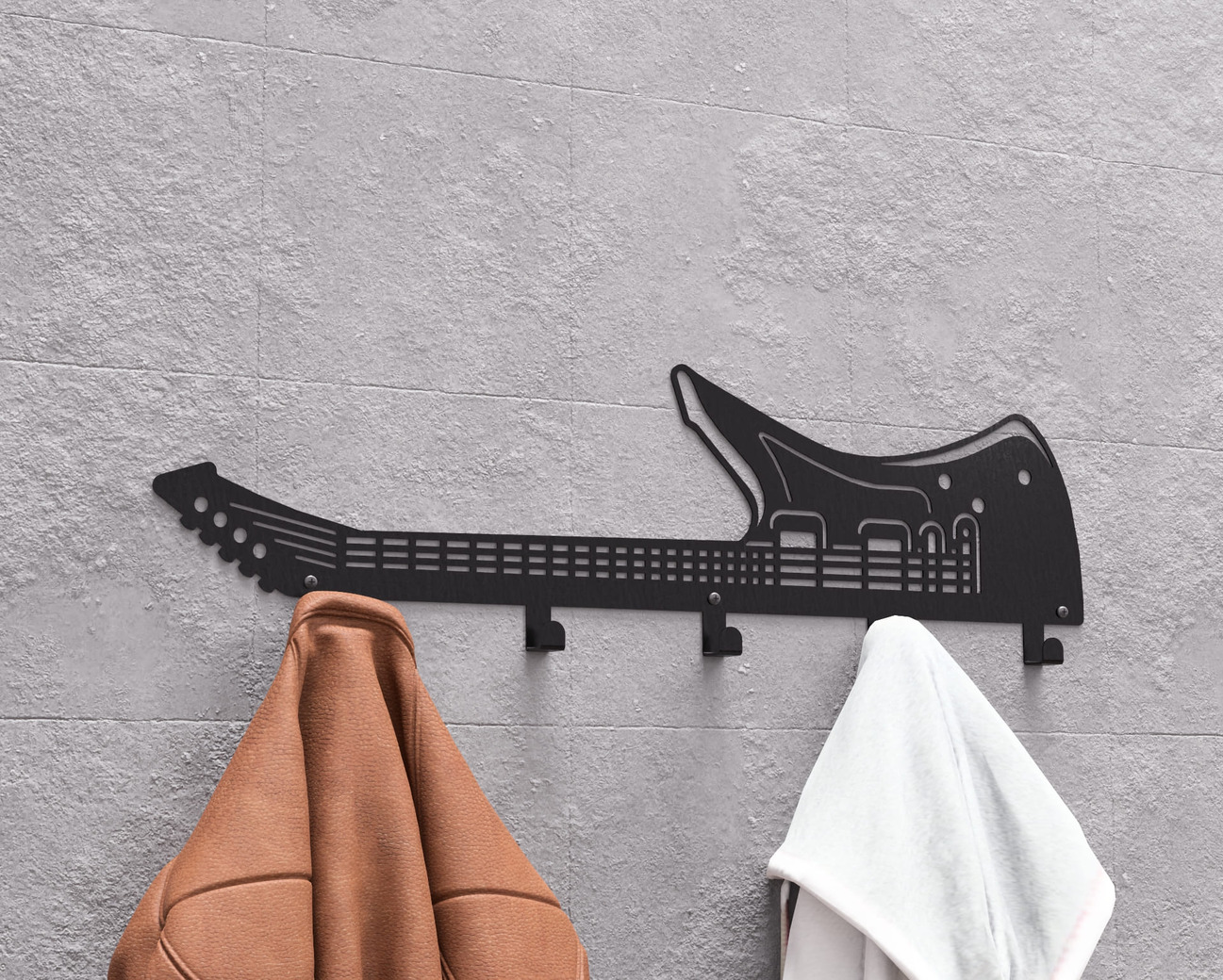 Electric Guitar Wall-Mounted Coat Rack. DXF, SVG files for plasma, laser cutting. Wall Coat Rack. Фото 3
