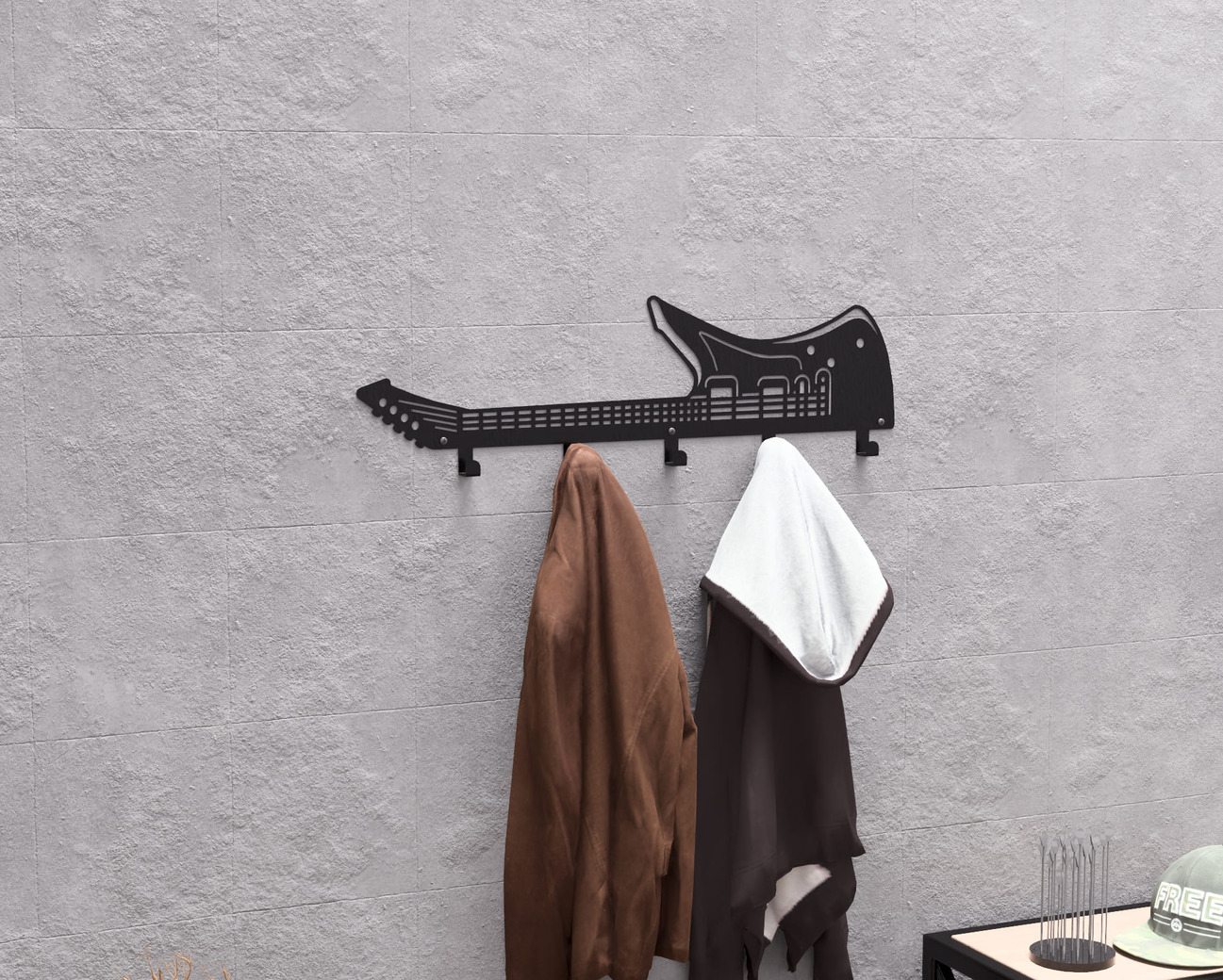 Electric Guitar Wall-Mounted Coat Rack. DXF, SVG files for plasma, laser cutting. Wall Coat Rack. Фото 2