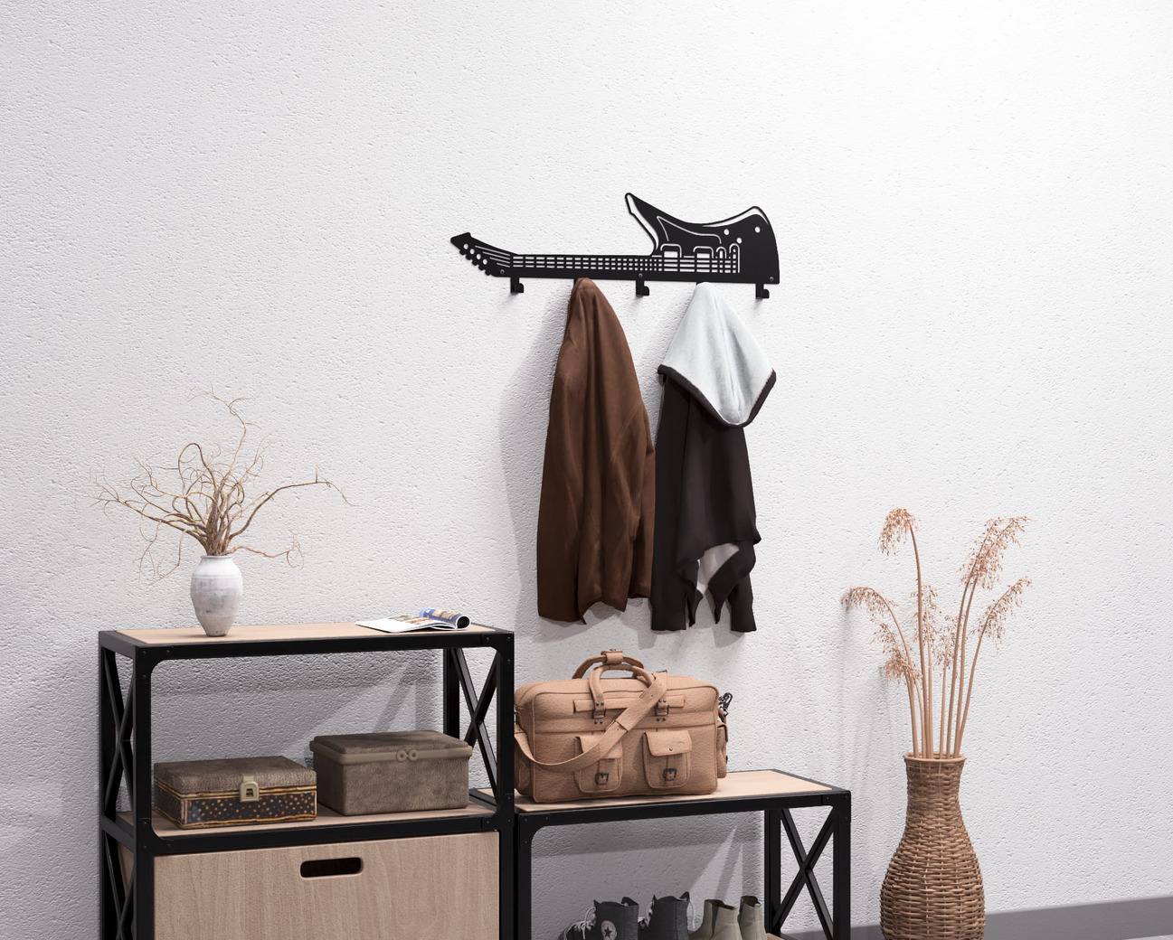 Electric Guitar Wall-Mounted Coat Rack. DXF, SVG files for plasma, laser cutting. Wall Coat Rack. Фото 5