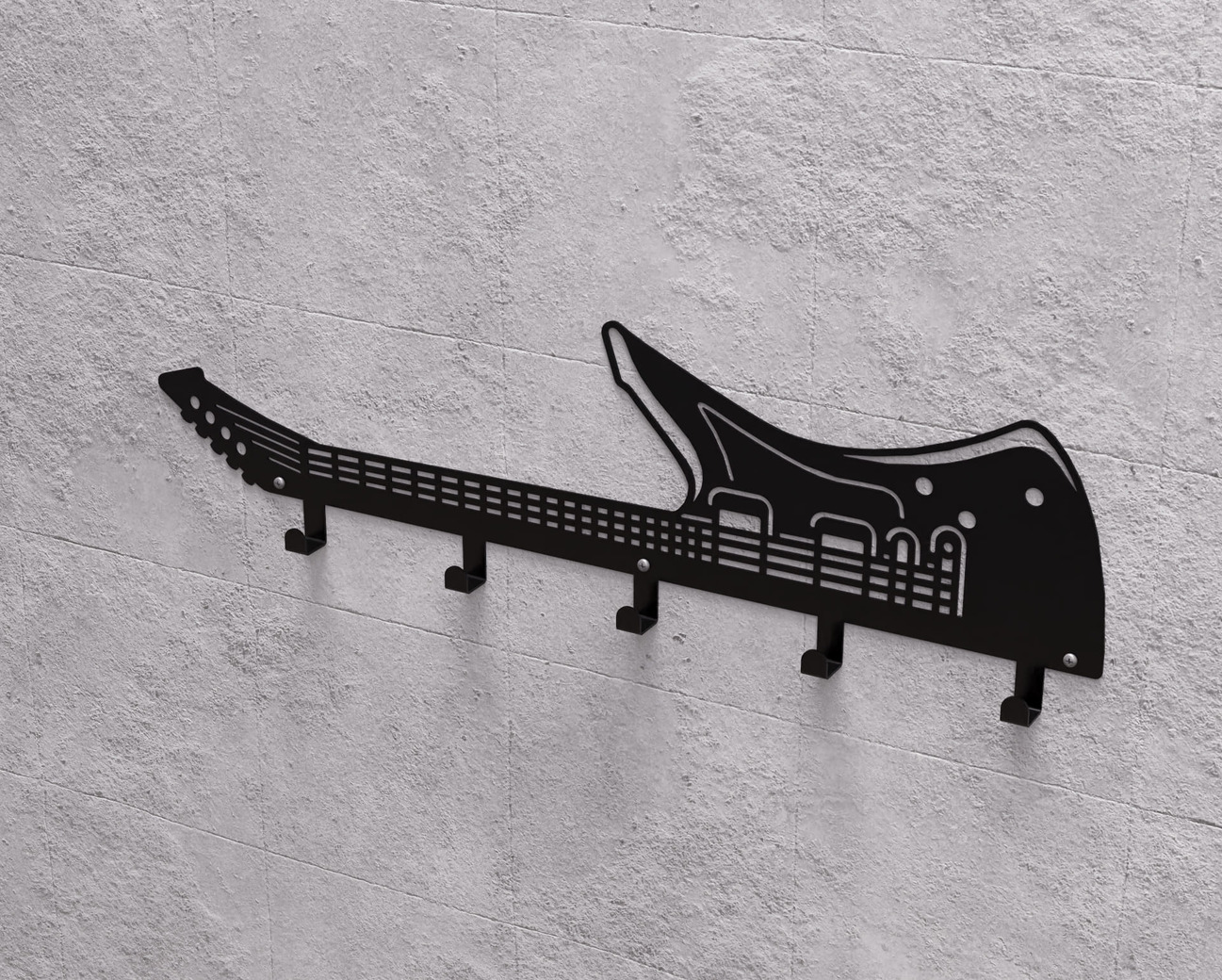 Electric Guitar Wall-Mounted Coat Rack. DXF, SVG files for plasma, laser cutting. Wall Coat Rack. Фото 9