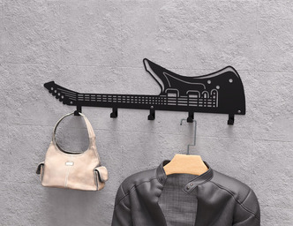 Electric Guitar Wall-Mounted Coat Rack. DXF, SVG files for plasma, laser cutting. Wall Coat Rack