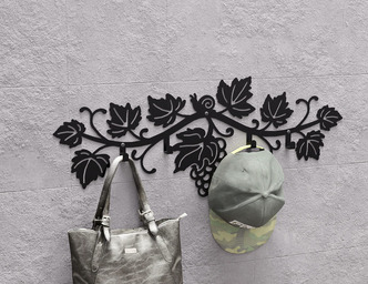Grape Vine Wall-Mounted Coat Rack. DXF, SVG files for plasma, laser cutting. Wall Coat Rack