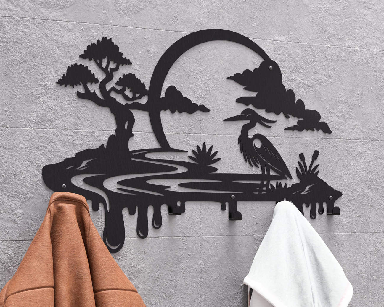 Heron Wall-Mounted Coat Rack. DXF, SVG files for plasma, laser cutting. Wall Coat Rack. Фото 3